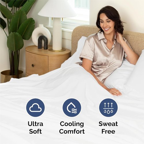 King 6 Piece Sheet Set - Ultra Soft Cooling Bedding | Breathable Luxury with Deep Pockets - White