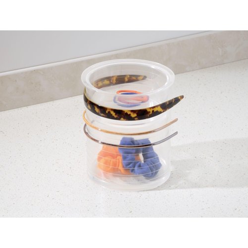 iDesign Hair Accessories Organizer Canister, The Clarity Collection – 6" x 6" x 7", Clear