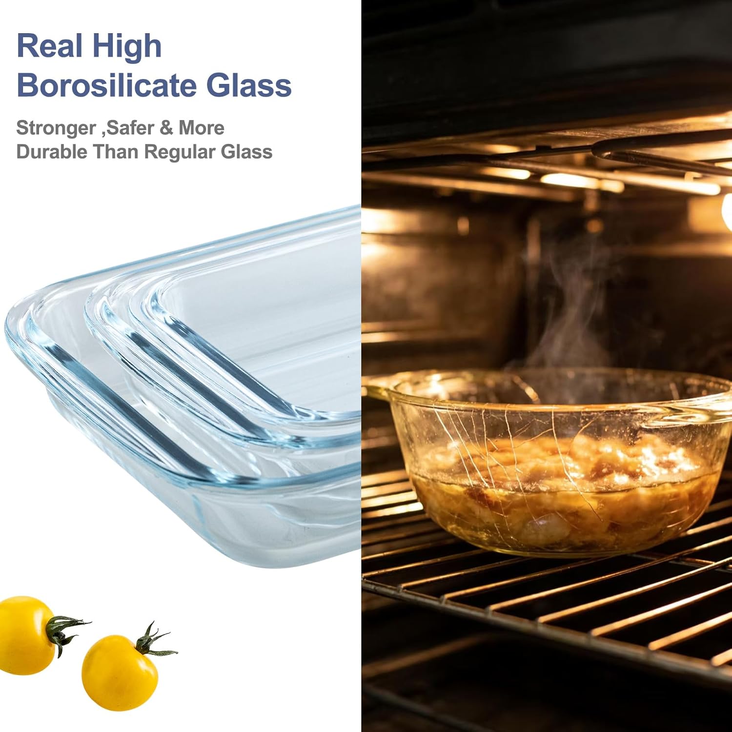 Regine Switzerland Glass Baking Dish Set - 3-Piece Oven & Microwave Safe Bakeware for Lasagna