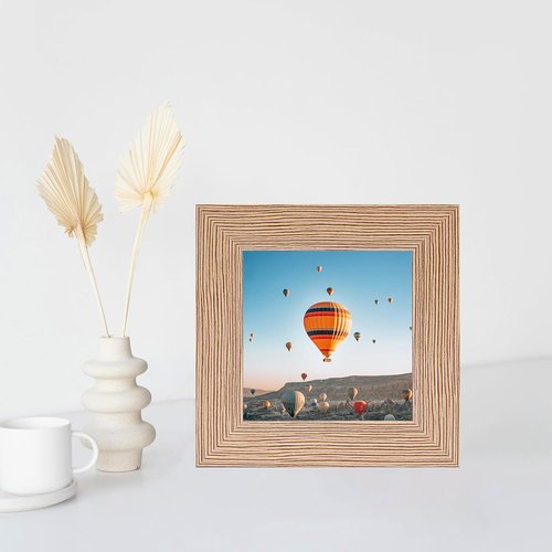 JCJMY 3x3 Picture Frame - Sturdy Rustic Brown Tabletop Design with Shatter Resistant Plexiglass