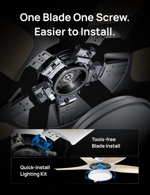 Dreo Smart Ceiling Fan - 52'' Low Profile Design with Dimmable RGB Lighting | Alexa Compatible & Quiet Operation