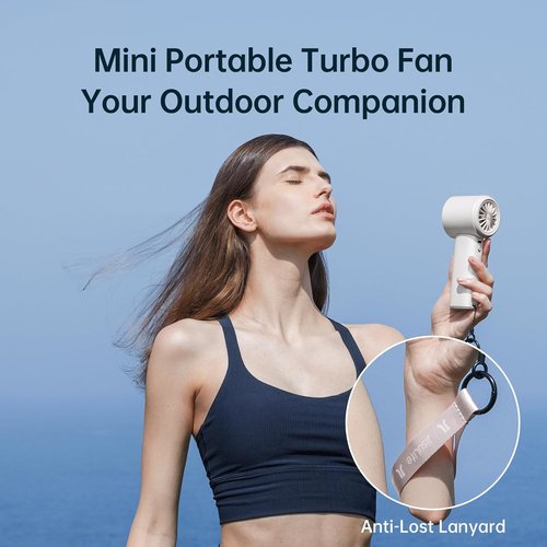 JISULIFE Portable Handheld Fan - Adjustable Speed & 3600mAh Rechargeable Battery | Ideal for Travel & Outdoor Use - White