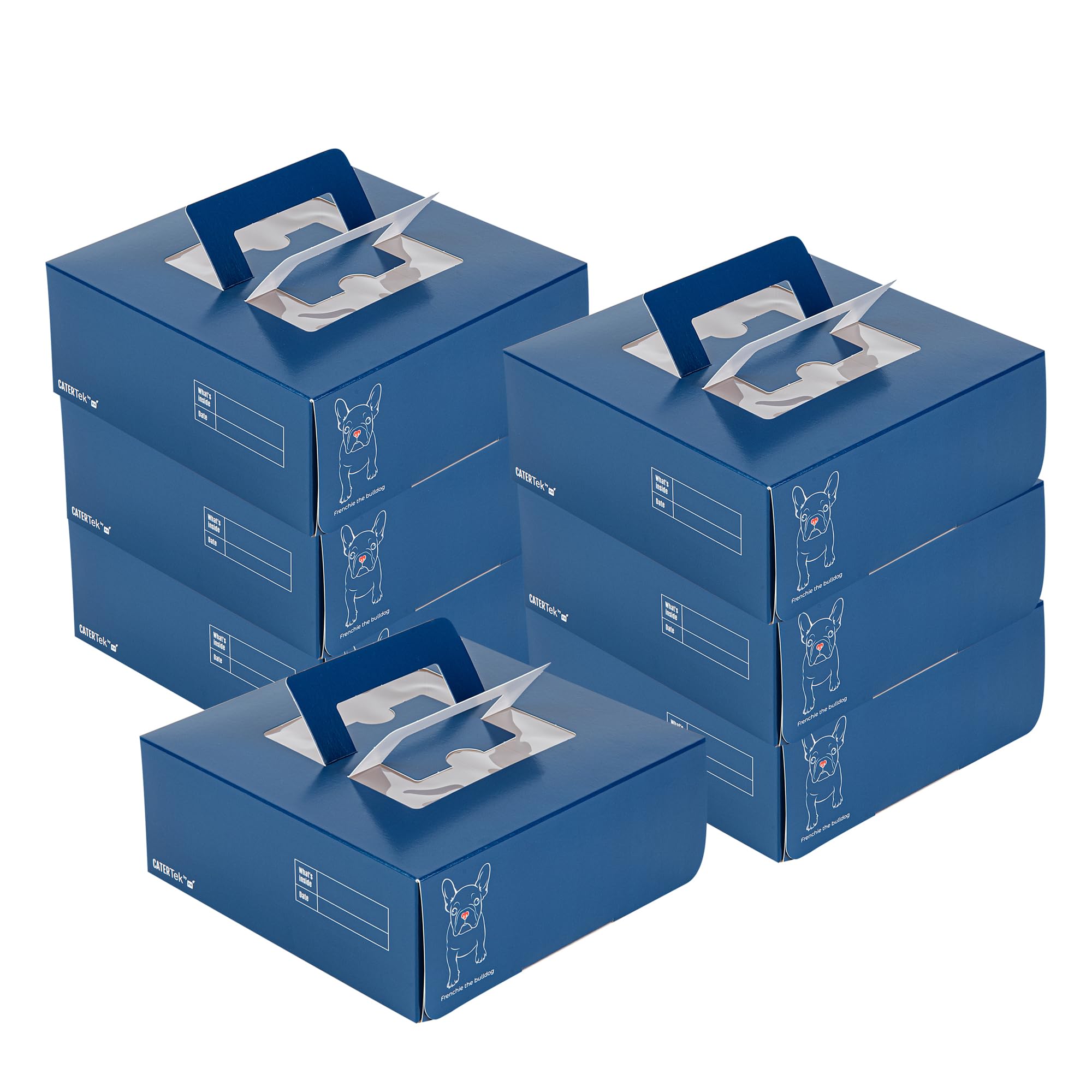 Restaurantware Cater Tek 9 x 9 x 3.5 Inch Cake Boxes 50 Disposable Lunch Boxes - Display Window Pop-Up Handles Frenchie Paper Pastry Boxes Grease Impermeable Shipped Flat