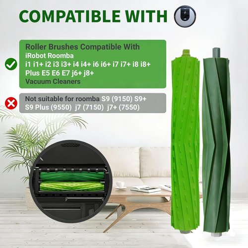 iRobot Roomba Replacement Parts - Rubber Roller Brushes for E, I, & J Series Vacuum Cleaners | 2 Sets