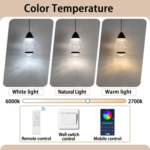 WOSOHYUN Modern Black Chandelier Pendant Light, 1-Light Single Head Crystal Ceiling Light Fixture for Dining Room, Kitchen Island, Bedroom, Entryway Lighting