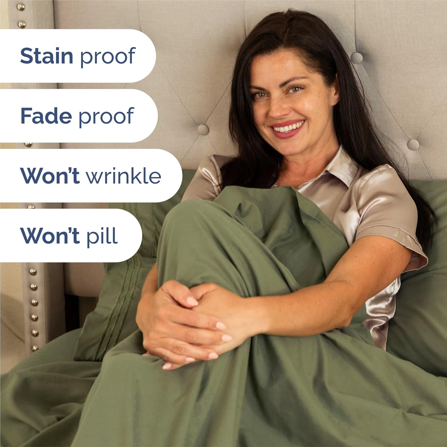 Split King Size Sheet Set by Hotel Luxury - Breathable & Cooling 5-Piece Bedding - Deep Pockets, Wrinkle-Free - Oeko-Tex Certified - Sage Green
