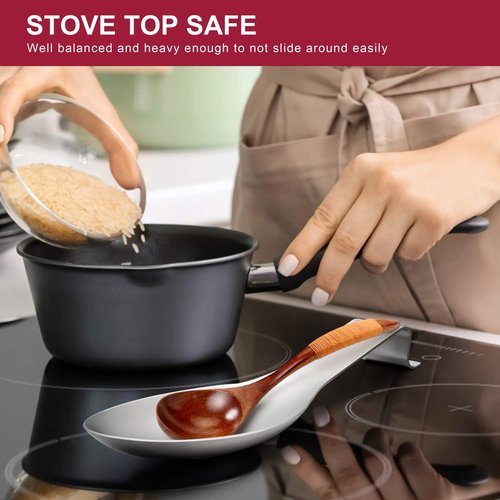 E-far Stainless Steel Spoon Rest Set - Large Kitchen Ladle Holder | Dishwasher Safe, Set of 2