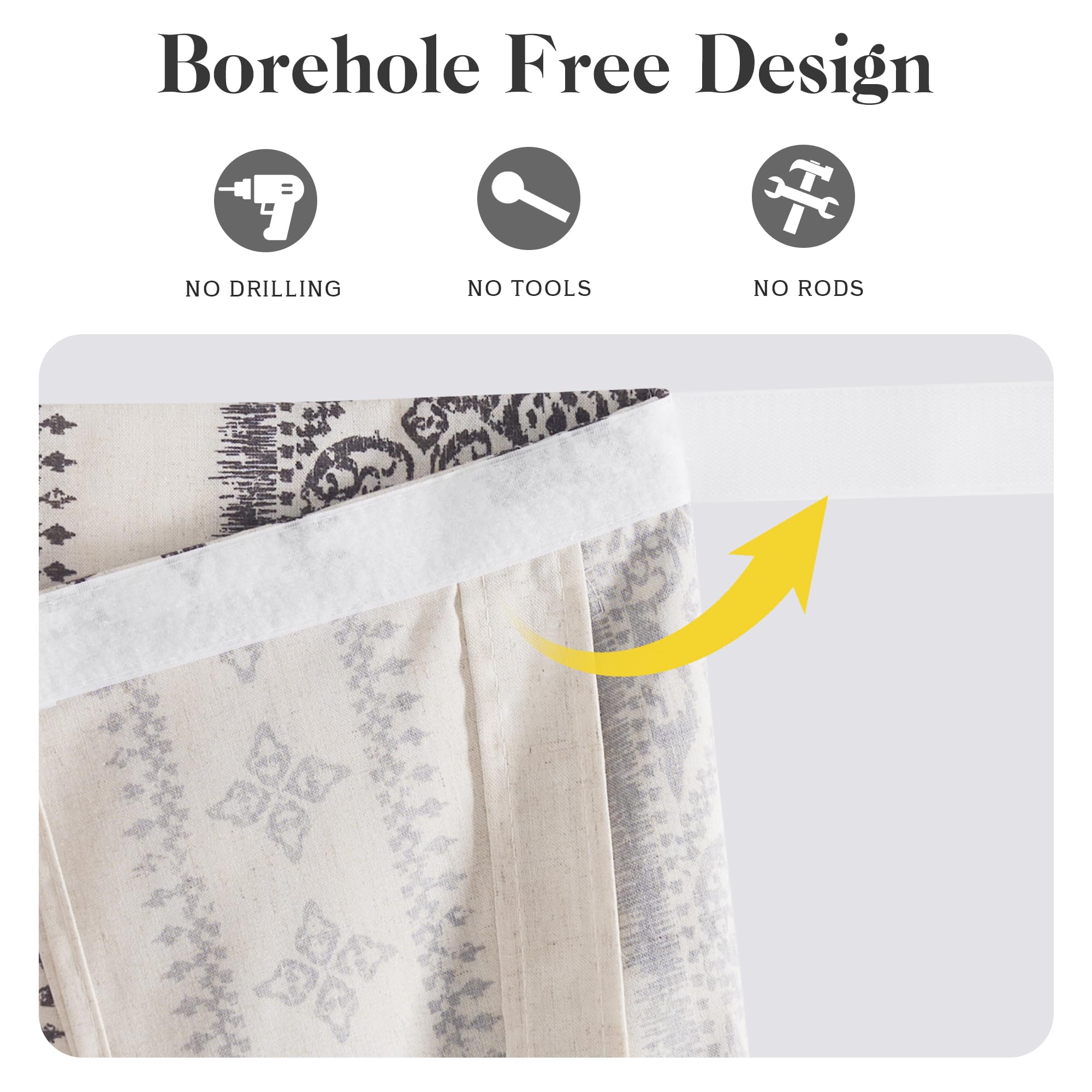 NICETOWN Linen Door Curtain - Privacy Light Filtering Tricia Boho Window Curtains for Patio French Front Door Sidelight Curtain Tie up Shade, W26 x L72 inch, 1 Panel, Natural