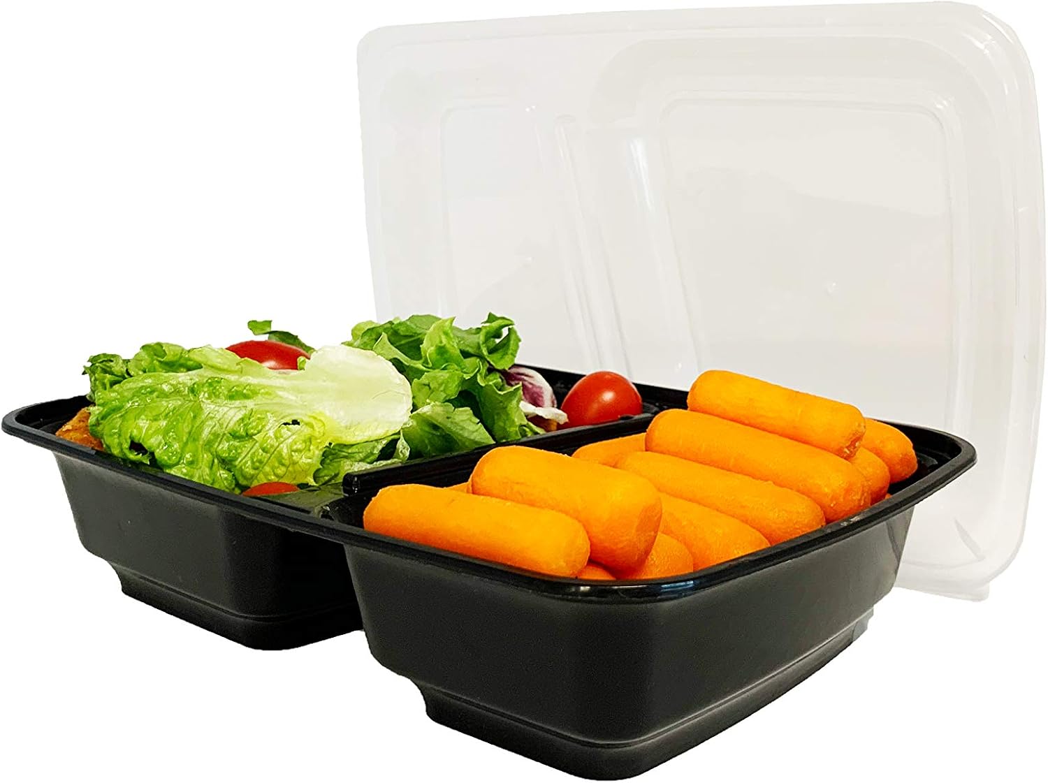 Reli. Meal Prep Containers - 30 oz. Black 2-Compartment Food Storage with Lid | Reusable Bento Box for Easy Meal Prep
