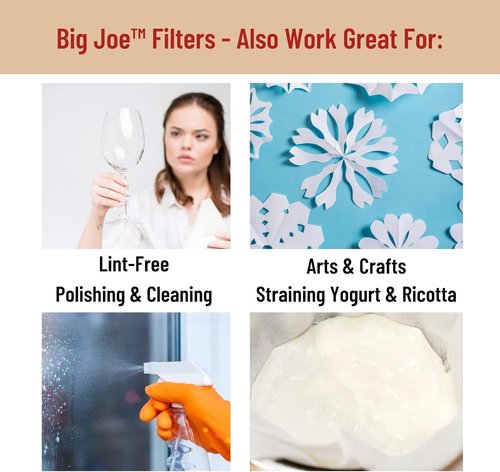 Big Joe® Large Coffee Filters - Extra Tall Walls Prevent Overflow | 500 Count, 9¾" Diameter, Made in USA