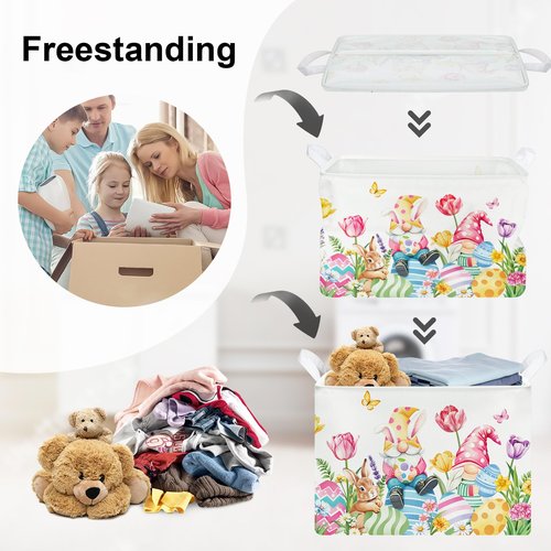 HUUMONSS Easter Rabbit Gnome Laundry Hamper Large Storage Basket Cute Tulip Eggs Collapsible Parents Organizer Kids Toy Clothes Bins for Bedroom, Bathroom, Butterfly, 36L