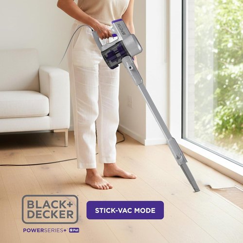 Black+Decker PowerSeries 4-in-1 Corded Stick Vacuum - Multi-Surface, HEPA Filtration, Grey