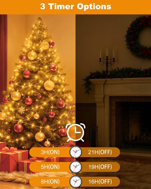 Btfarm Rechargeable Fairy Lights - 33FT 100LED Twinkle String Lights with Remote & Timer | Waterproof Warm White for Indoor & Outdoor Decor