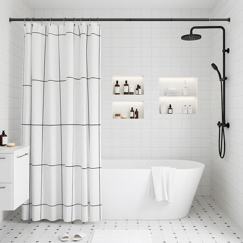 2 Pack Spring Tension Curtain Rod 30-62Inch Black Tension Rod for Windows Shower Curtain Rods No Drilling Expandable Adjustable Curtain Rods for Windows,Doorway,Bathroom,Closet,7/8" Diameter