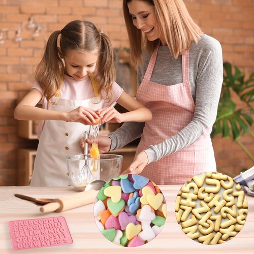 2 pcs Number Chocolate Molds and Letter Silicone Molds, with 2 Droppers, Cake letter Decorations silicone molds for baking,chocolate,gummy,candle,jello,cookies