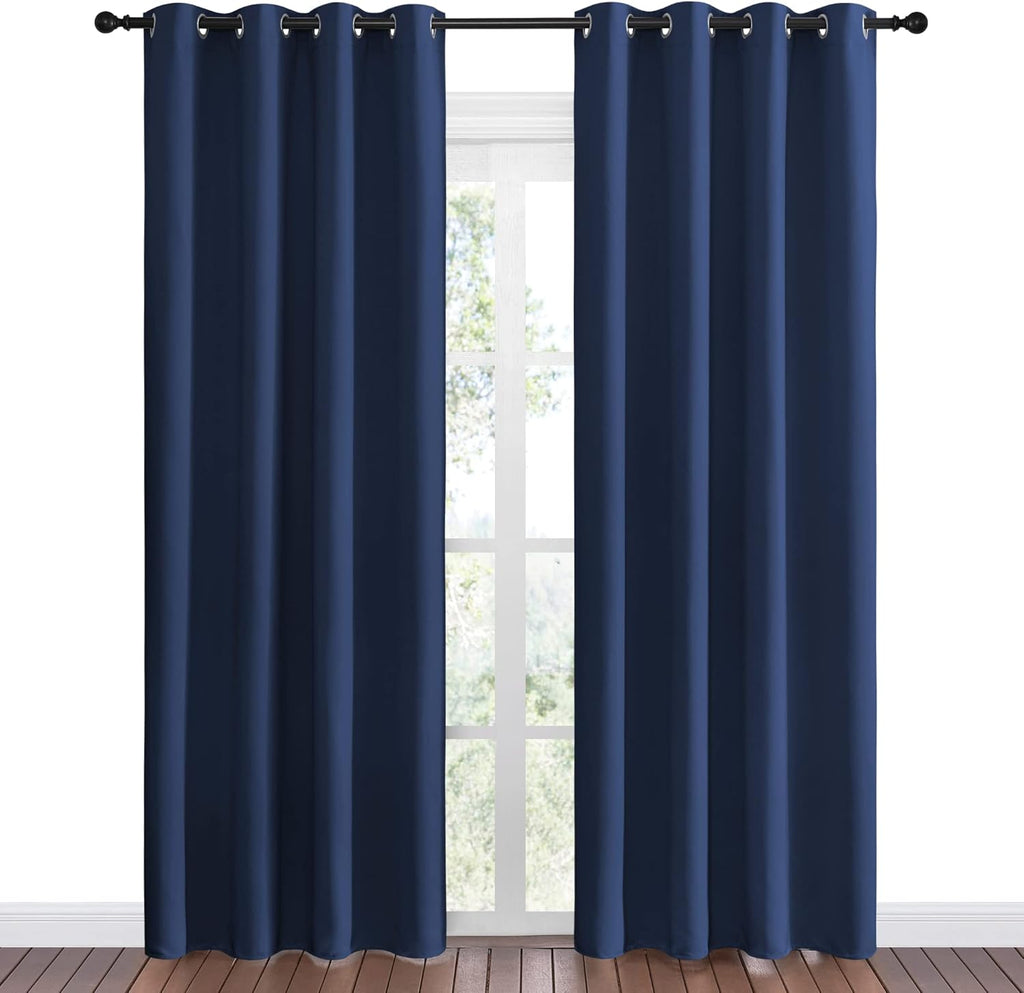 NICETOWN Navy Blackout Curtains - Thermal Insulated Room Darkening Drapes | 55" W x 86" L, Set of 2