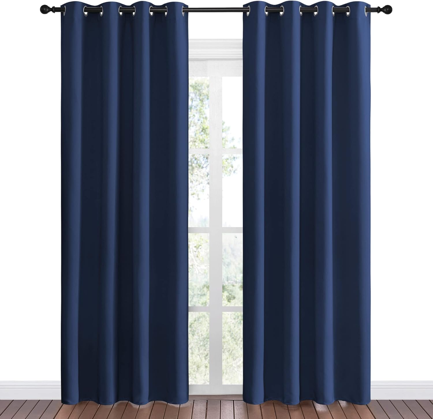 NICETOWN Navy Blackout Curtains - Thermal Insulated Room Darkening Drapes | 55" W x 86" L, Set of 2
