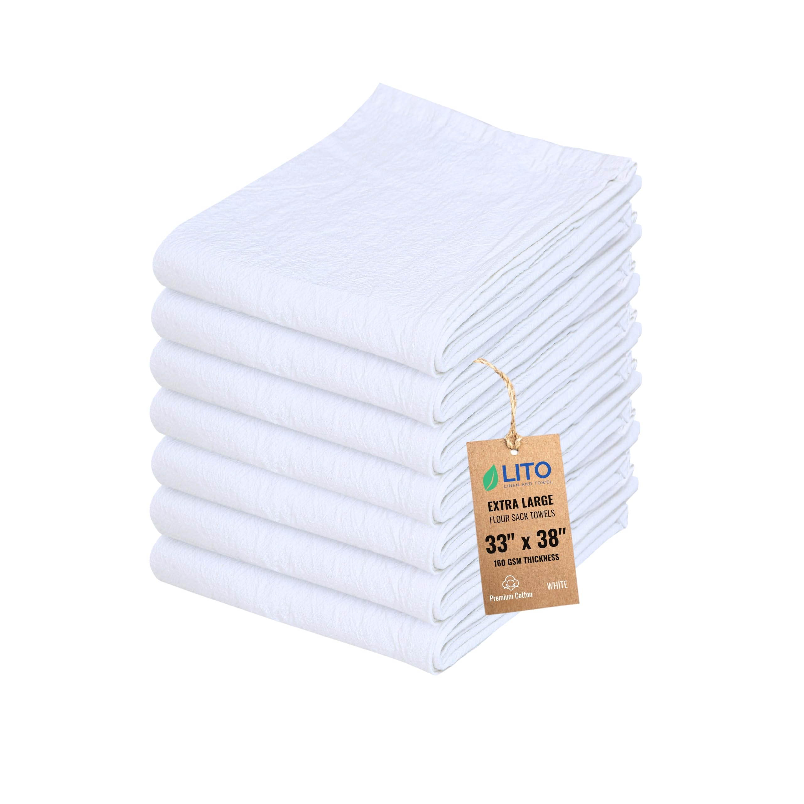 Flour Sack Towels | Tea Towel for Crafts| Kitchen Dish Cotton Blank Towel for Embroidery| Baking Bread Proofing Linen Cover| Thick Absorbent Quick Dry| 50 Pack 28"x28" White