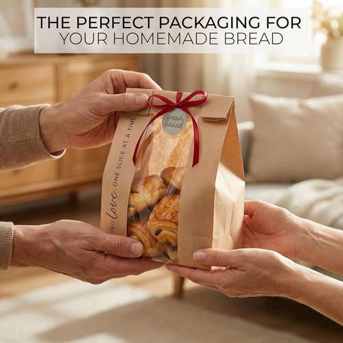 Beautiful Bread Bags - Clear Window Design Keeps Sourdough Fresh & Perfect for Gifting | Ideal Bakery Packaging