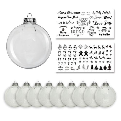 LUCOZA Clear Glass Ornaments, 3.15 Inch Fillable Christmas Balls DIY for Christmas, Wedding, Party, Round Transparent Glass Balls (Large, 9, Count)