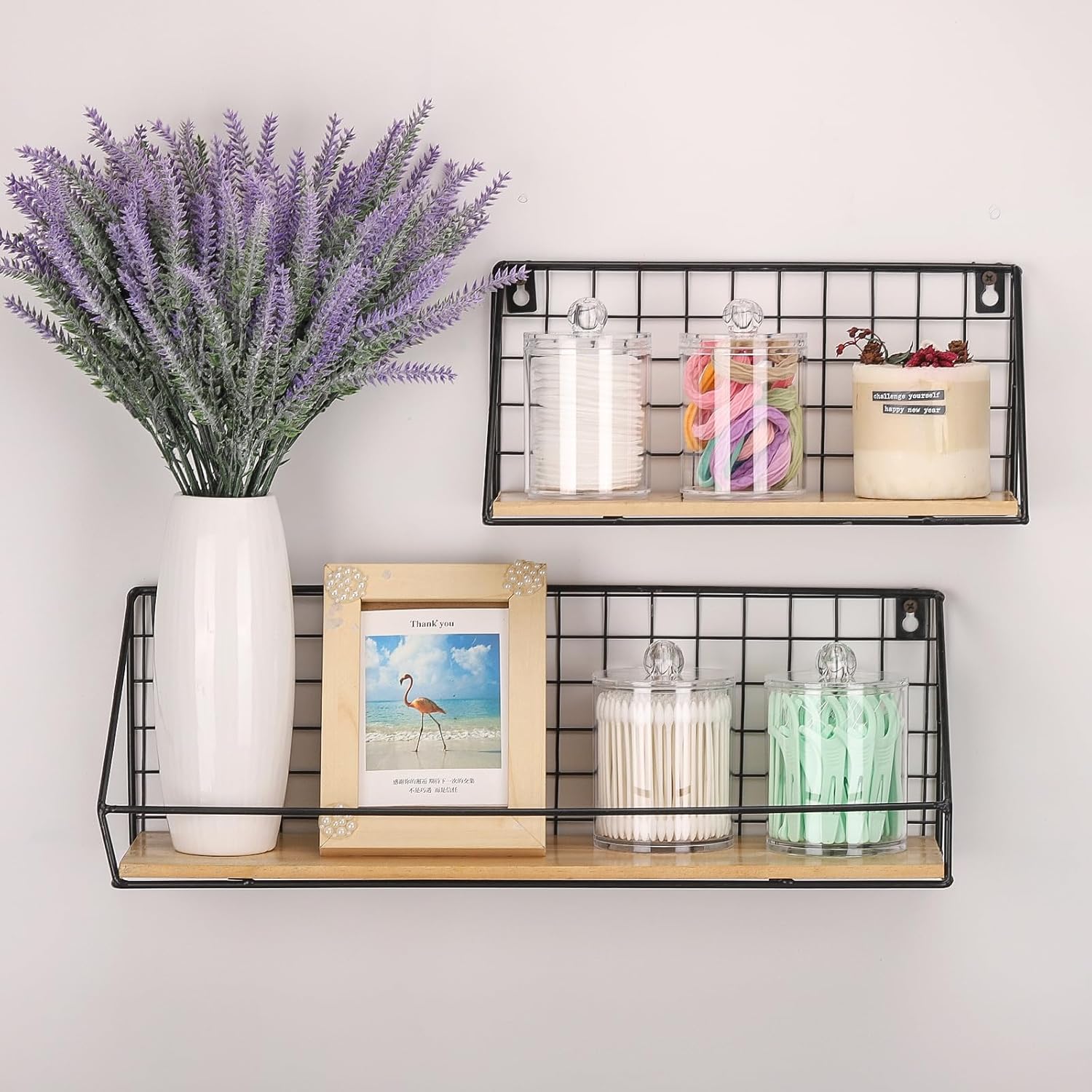 Tbestmax Qtip Holder Set - Clear Plastic Apothecary Jars for Bathroom Organization | 4 Pack
