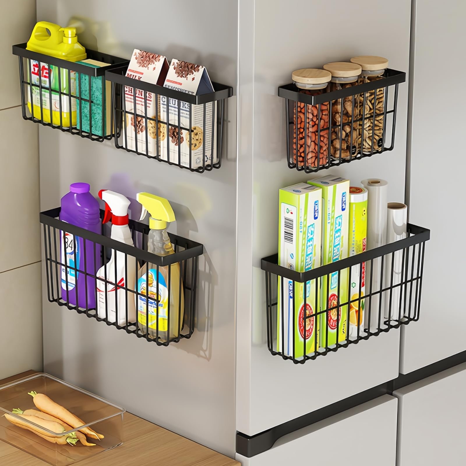 SleekStore Kitchen Cabinet Door Storage Box, Self Adhesive Wall Mounted,Wardrobe/Bathroom/Refrigerator Small Items Organizer,Oil bottle/Seasoning storage (3 Piece)