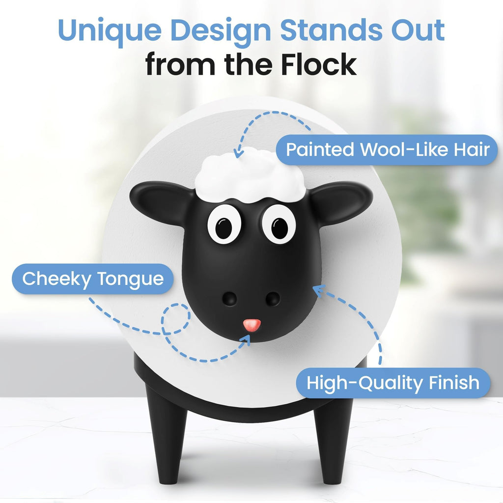 Sheep Toilet Paper Holder 3-Pack, Black Sheep Funny Bathroom Decor, Free Standing Cute Animal Holder, Stylishly Store Extra Toilet Paper, Modern Farmhouse Decor, No Assembly, Funny Gifts