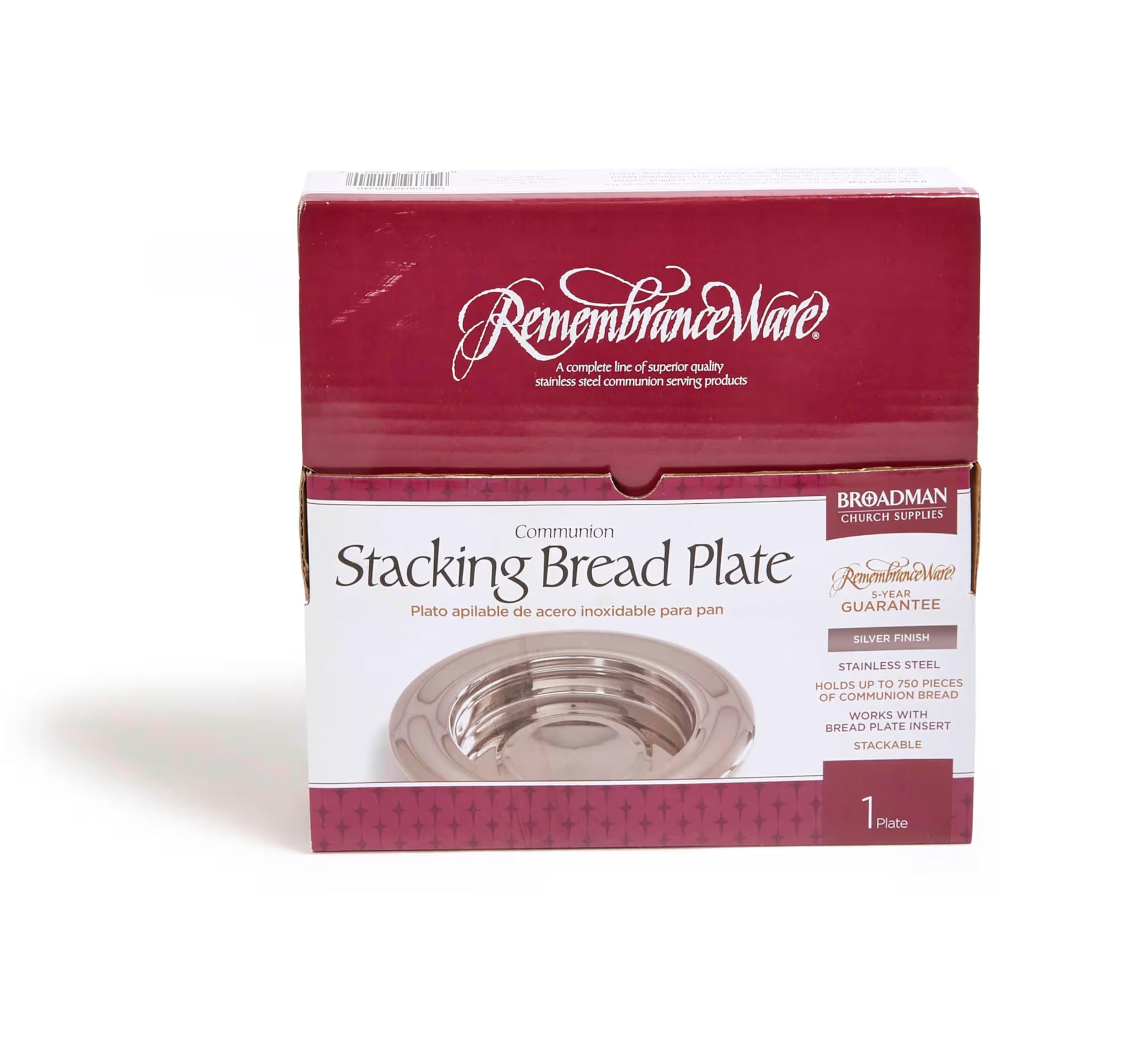 RemembranceWare: Communion Stacking Bread Plate - Silver Finish: Stainless Steel / Holds Up to 750 Pieces of Communion Bread / Works with Bread Plate Insert / Stackable