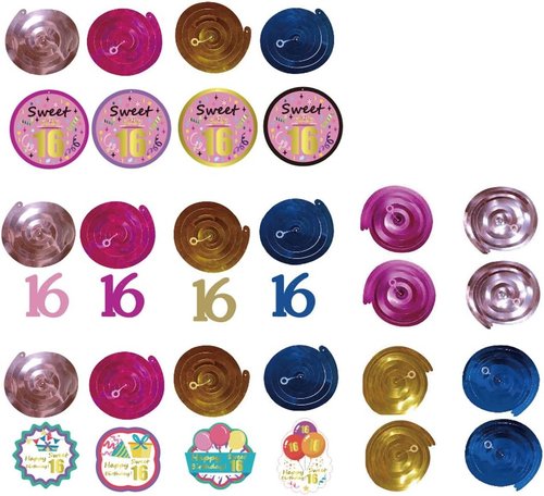 GOER Sweet 16 Party Supplies - 20 Pcs Hanging Swirls for Memorable 16th Birthday Decorations