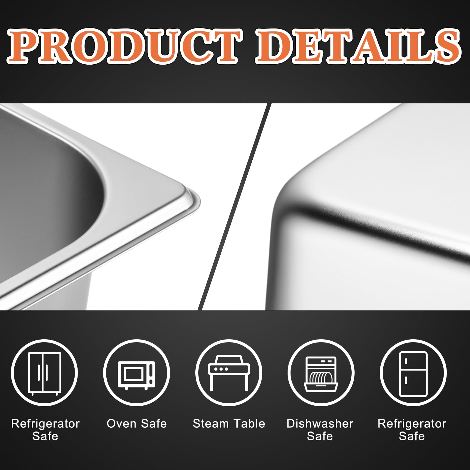 Tioncy 2 Pack Full Size Hotel Pans with Perforated Steam Pan, Stainless Steel Steam Table Pan Multifunctional Food Chafing Supplies for Restaurant Kitchen(Full Size, 2.5 Inches, 4 Inches)