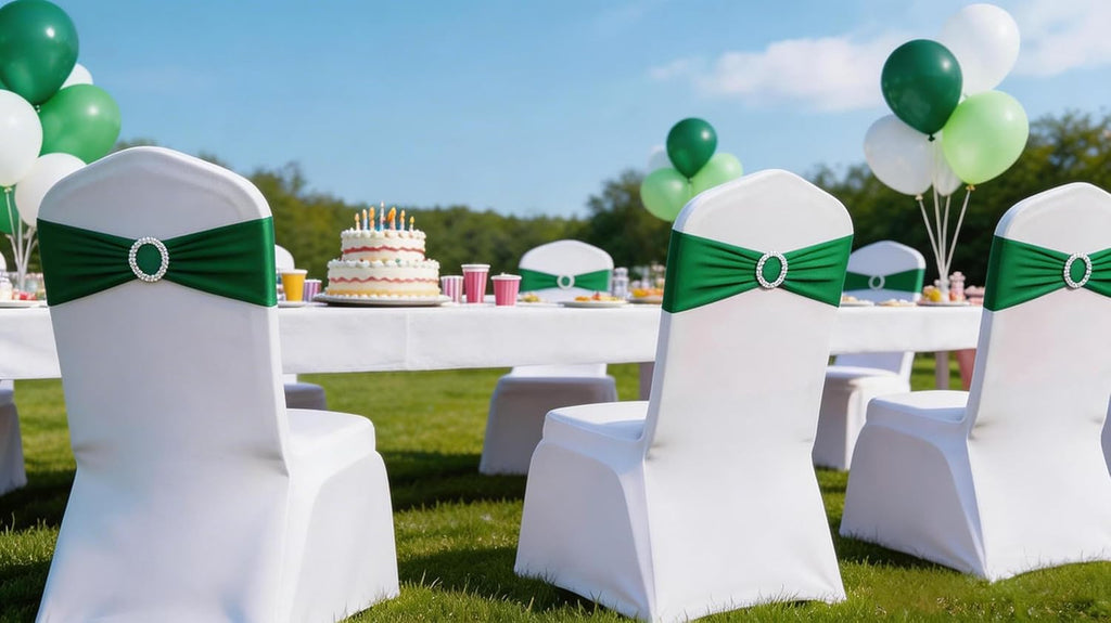 Skiennix 50 Pack Stretch Spandex Dark Green Chair Sashes - Perfect for Weddings & Events