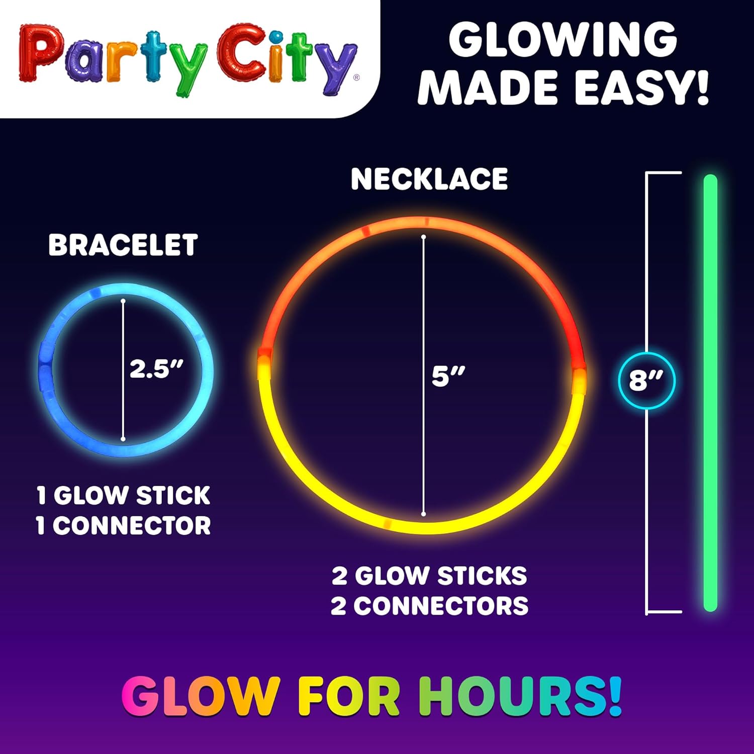 Party City 500 Glow Sticks - Neon Glow in the Dark Party Supplies | Connectors, Bracelets & Necklaces for Kids & Adults