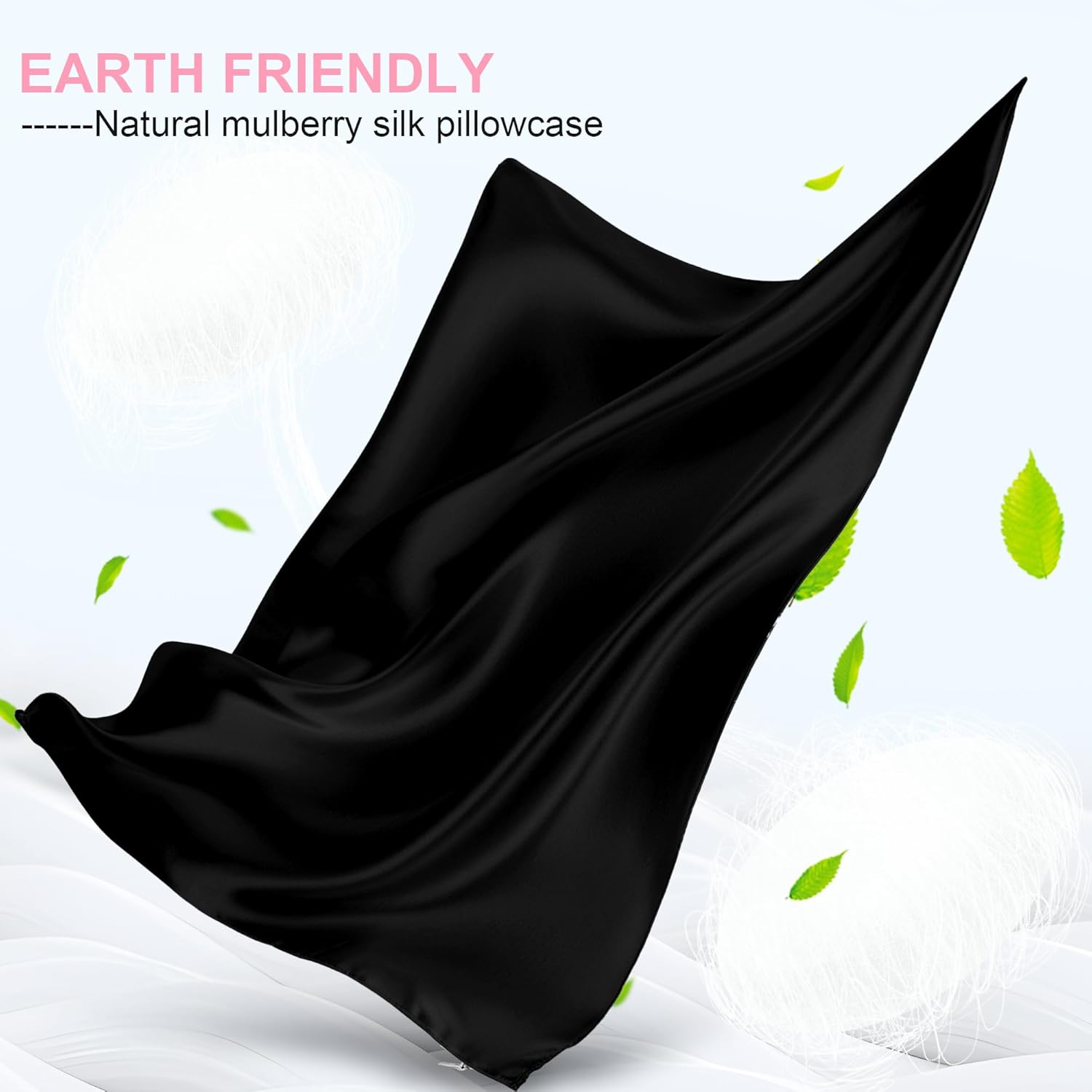 Skiennix Mulberry Silk Pillowcase - King Size, Hidden Zipper, Soft & Breathable for Hair & Skin | Black
