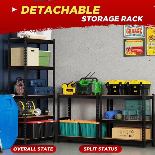 BestOffice Heavy-Duty 5-Tier Storage Shelves - Adjustable MDF Garage Shelving 11.8" D x 27.6" W x 60" H