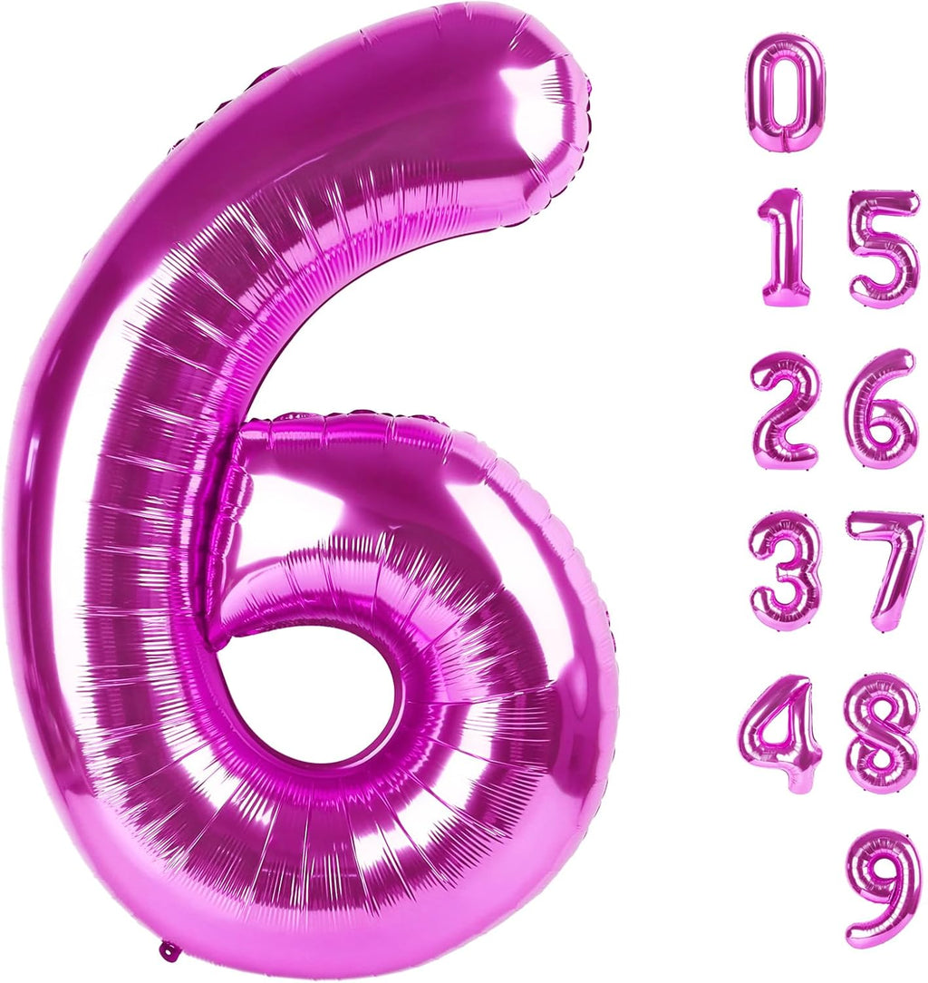 Number 6 Balloon - 40 Inch Rose Purple Birthday Decoration for Boys & Girls | Perfect for 6th Birthday Celebrations