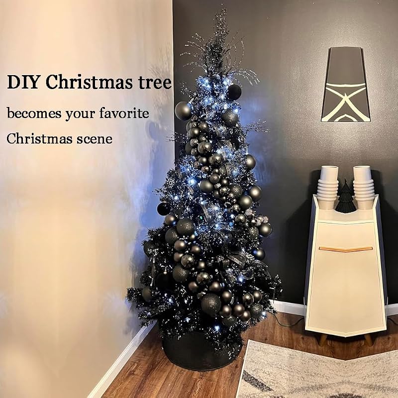 6ft Black Artificial Christmas Pencil Tree - Slim Space-Saving Holiday Decor