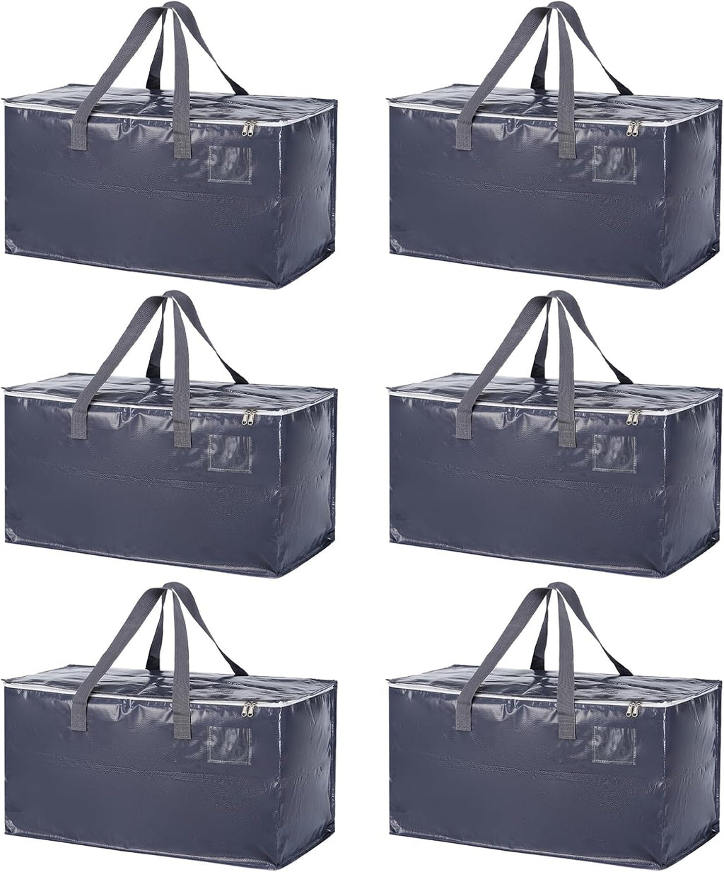 Skiennix Extra Heavy Duty Moving Bags - 6 Pack, Water-Resistant Storage with Zippers & Handles, Black