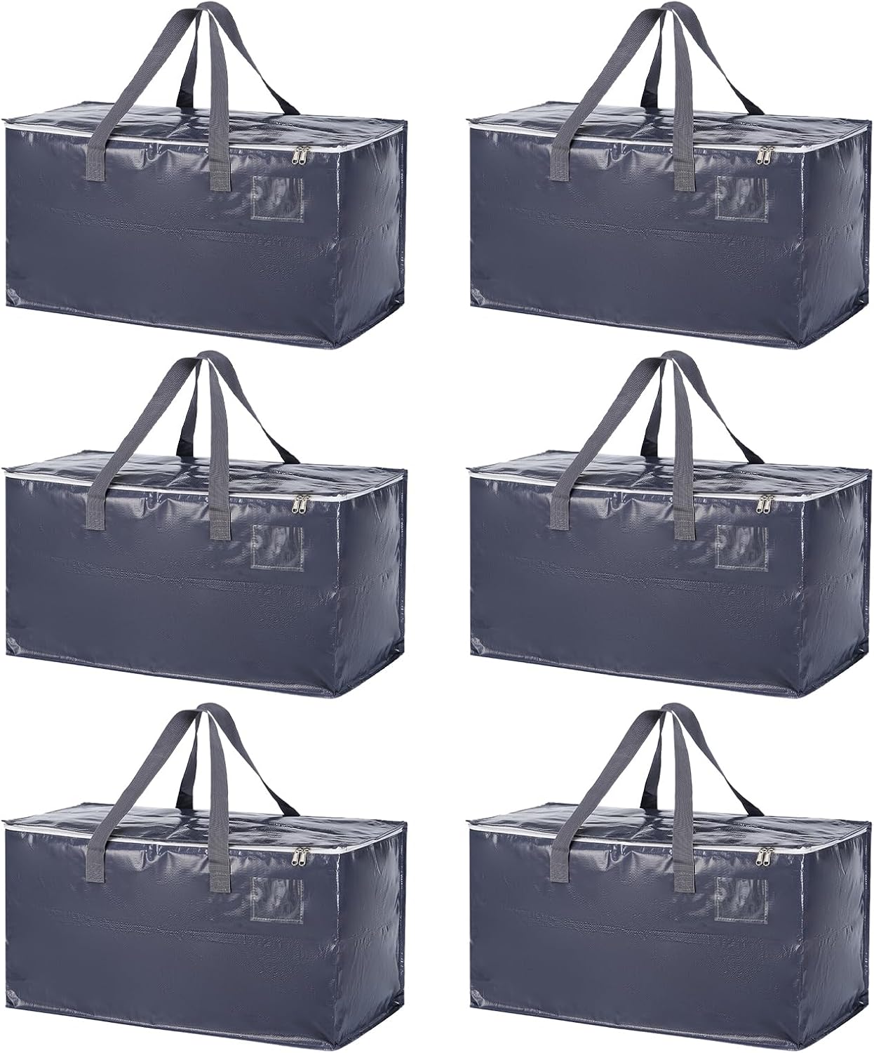 Skiennix Extra Heavy Duty Moving Bags - 6 Pack, Water-Resistant Storage with Zippers & Handles, Black