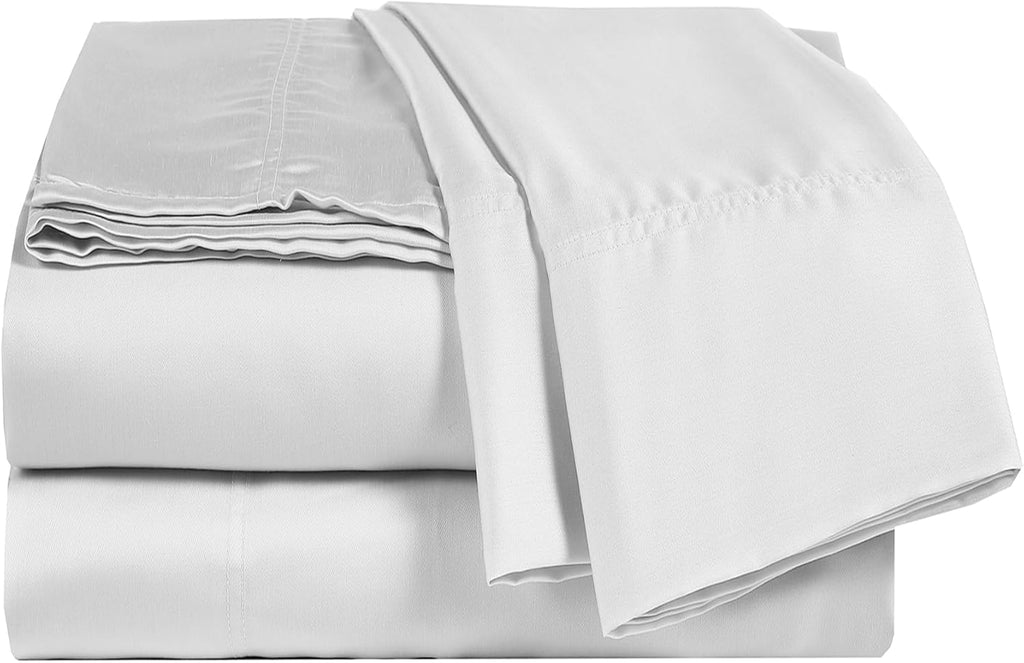 Skiennix Viscose Sheet Set | King Size, 100% Rayon Bamboo, Luxuriously Soft & Cooling - White, 4 Pieces