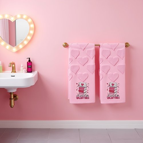 Xkdamai 2 Pcs Red Valentines Day Hand Towels 100% Cotton Valentine's Day Bathroom Decorative Towels Holiday Bath Decor Kitchen Dish Towels for Valentines Bathroom Decor Gift 13.7 x 29.5 Inch (Book)