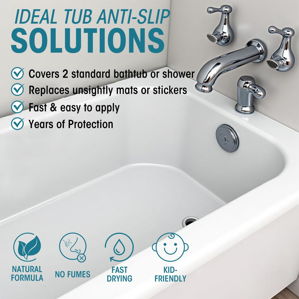 EROSMILE Tub Grip Anti-Slip Bath & Shower Floor Solution - Non-Slip Textured Coating for Slippery Fiberglass & Acrylic Bathtub or Showers - 6.76 Oz / 200ml