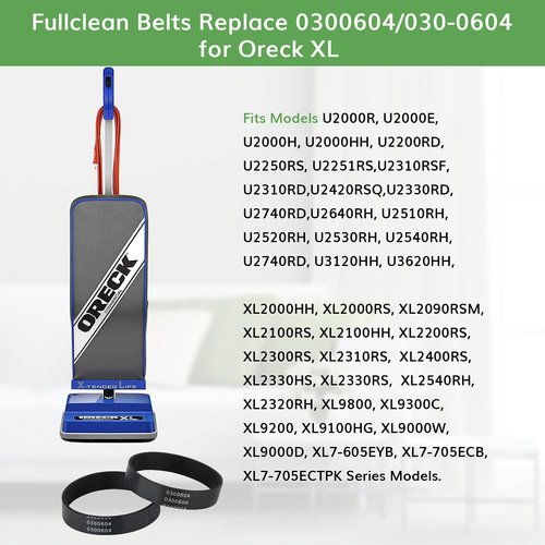 Fullclean Replacement Belts for Oreck XL - 8 Pack Belt Replacements for Oreck XL 0300604 Upright Vacuum Cleaner