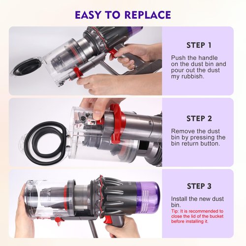 Dust Bin Compatible with Dyson SV30 SV46 SV20 V12 Detect Slim/SV18 V10 Digital Slim Vacuum Cleaner Canister Attachment Parts, Release Bin Compatible with Dyson Cordless Vacuum Part No.965272-01