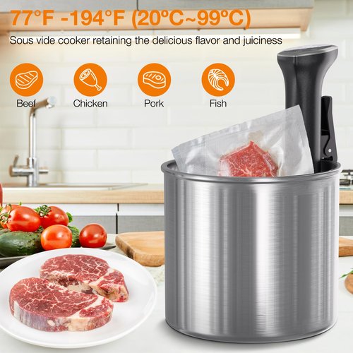 Upesitom Sous Vide Machine 1100W Upgraded WIFI Sous Vide Cooker Ultra-quiet Working Cooker Immersion Circulator with Recipes(App Included), Accurate Temperature, Digital Timer, IPX7 Waterproof