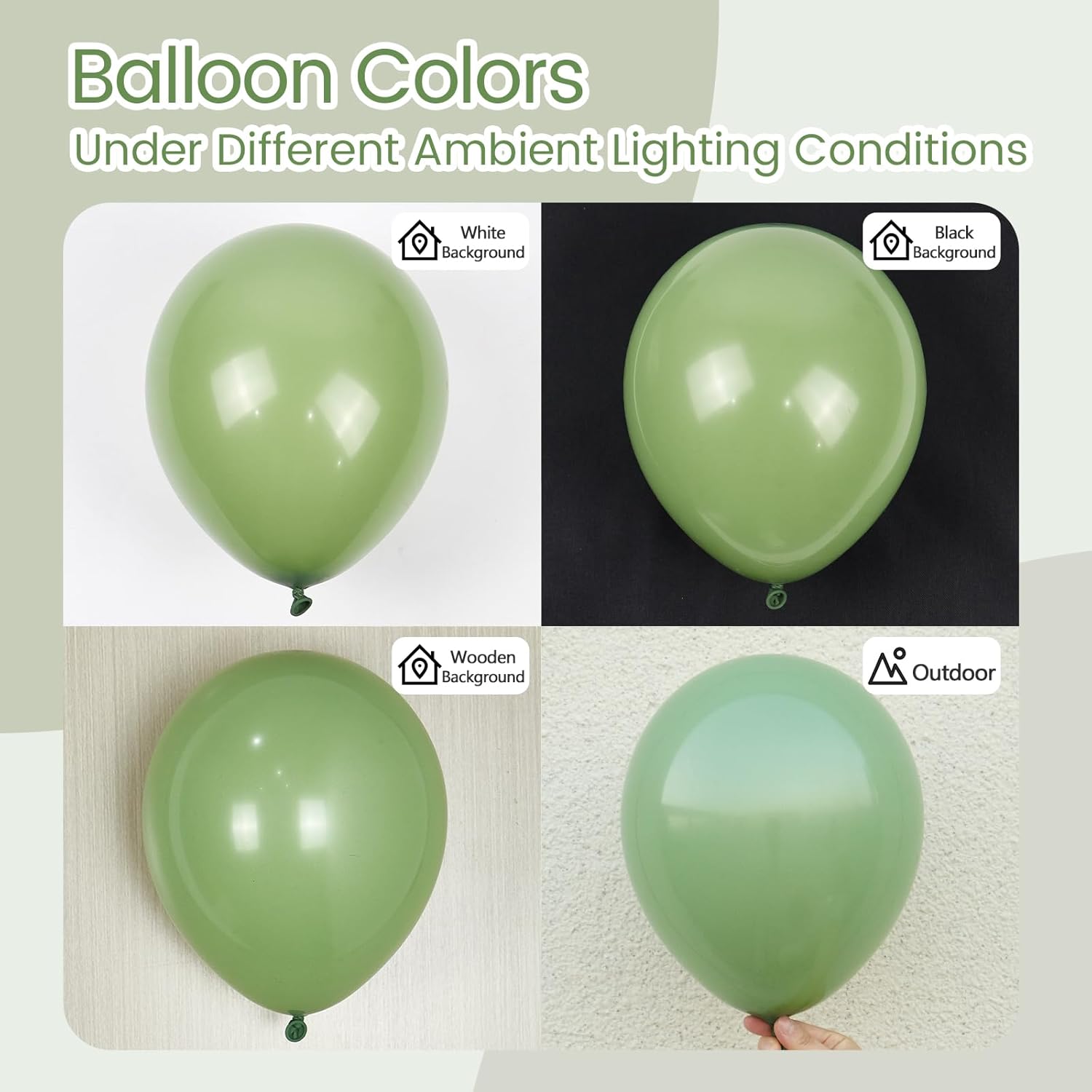 Sage Green Balloons - 12 Inch Light Pastel Latex Balloons | 50 Pack for Weddings & Parties