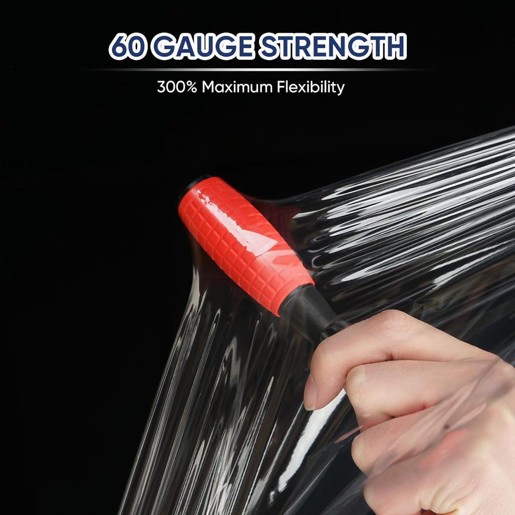TICONN Stretch Wrap - 1000ft Industrial Strength Clear Plastic Film Roll with Handles | 15 Inch Wide for Pallet Wrapping