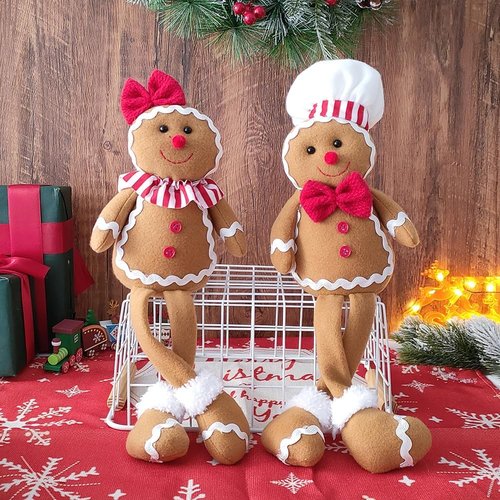 BALONAR Christmas Plush Gingerbread Man - 15-Inch Soft Doll with Chef Hat & Bowknot | Holiday Home Decor