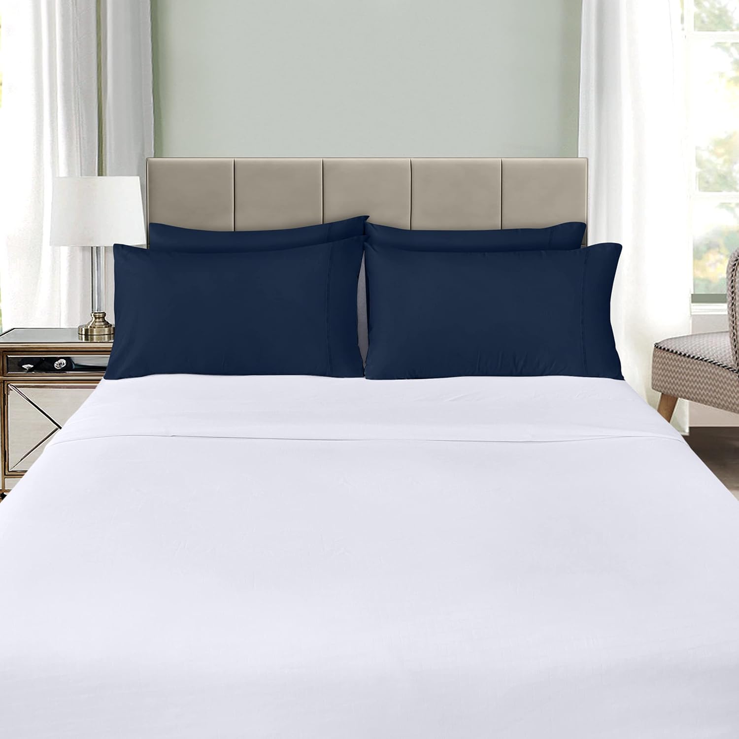 Utopia Bedding King Pillow Cases - Soft Brushed Microfiber - 12 Pack, Fade Resistant, Navy 20 X 40 Inches