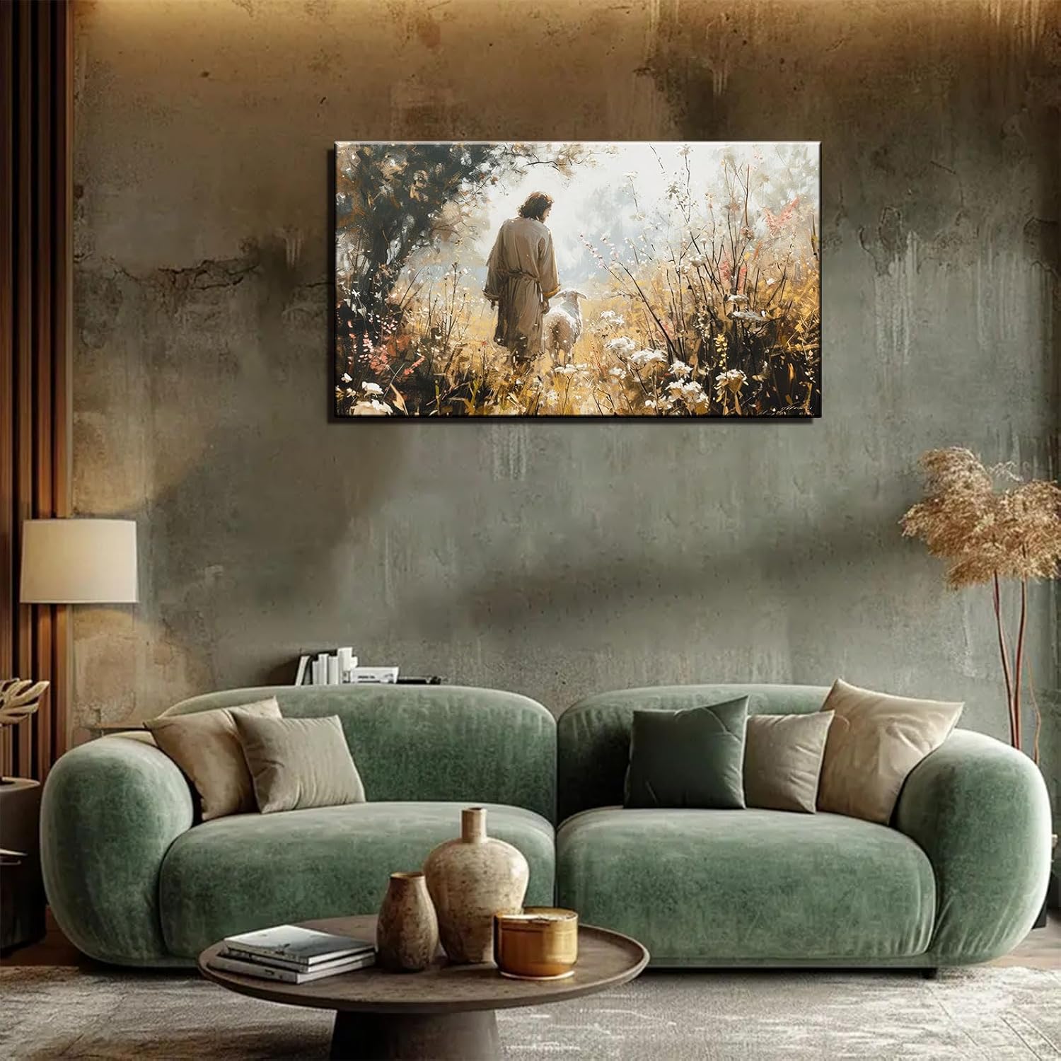 Regine Switzerland Vintage Jesus Lamb Canvas Wall Art - Modern Christian Decor for Living Room | 12x16 Inch