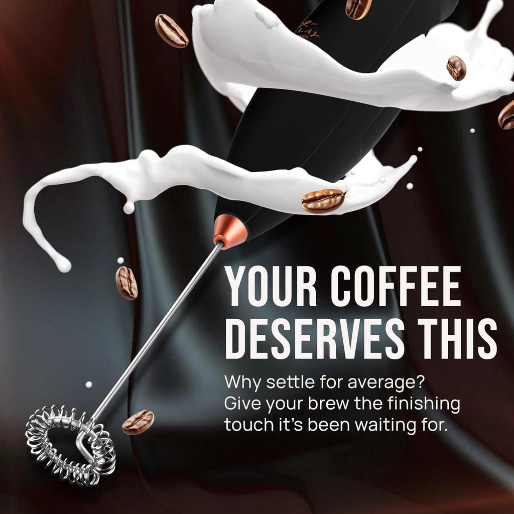 Zulay Kitchen Milk Frother - Luxury Handheld Electric Foam Maker with 4 Duracell Batteries | Perfect for Coffee, Lattes & Hot Chocolate